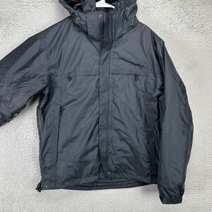 Tru Spec Nylon Jacket Windbreaker Mens Large Black Hoodie Zip Up Removable Lined